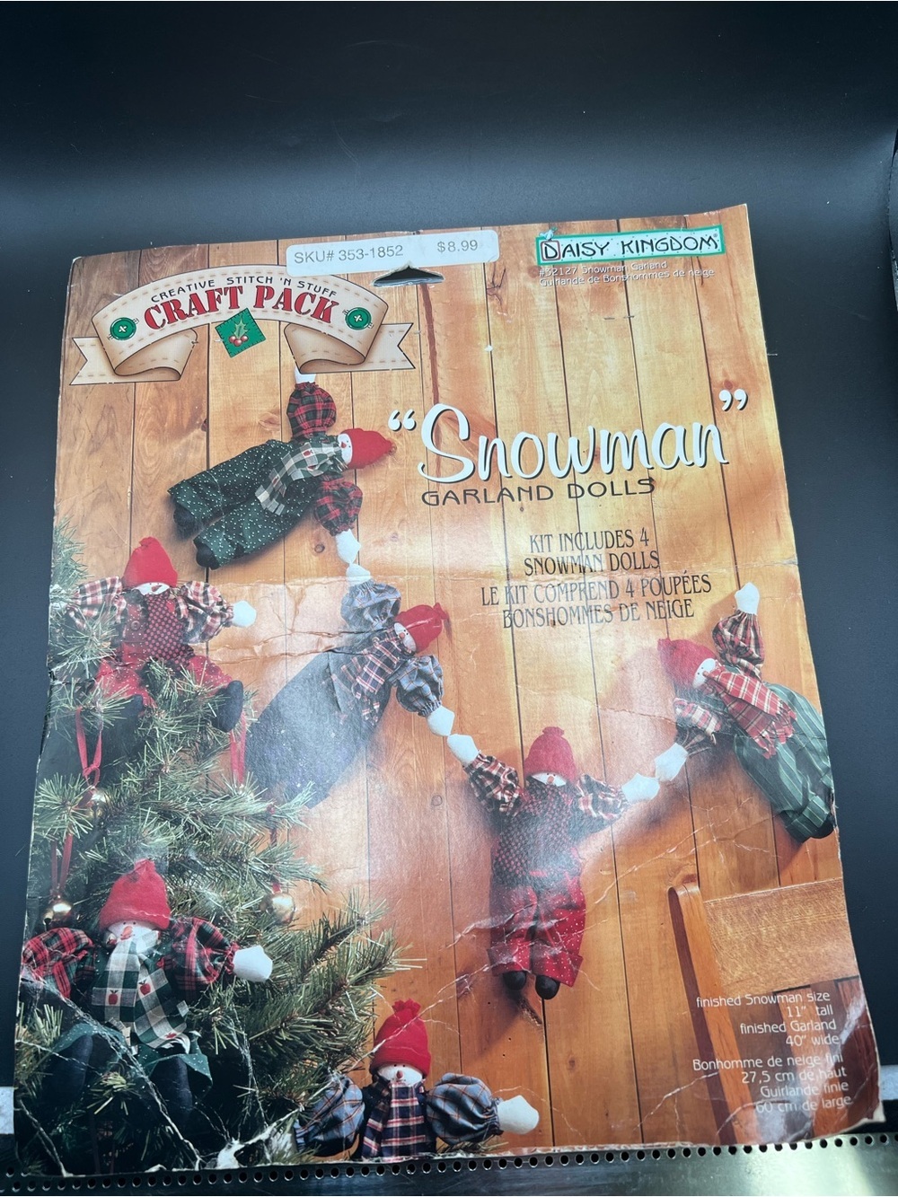 Vintage Daisy Kingdom Fabric Panel Stitch N Stuff Make 4 Snowman Garland Doll